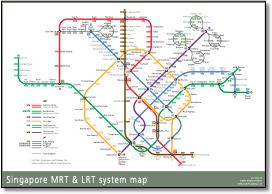 Singapore MRT & LRT train / rail map